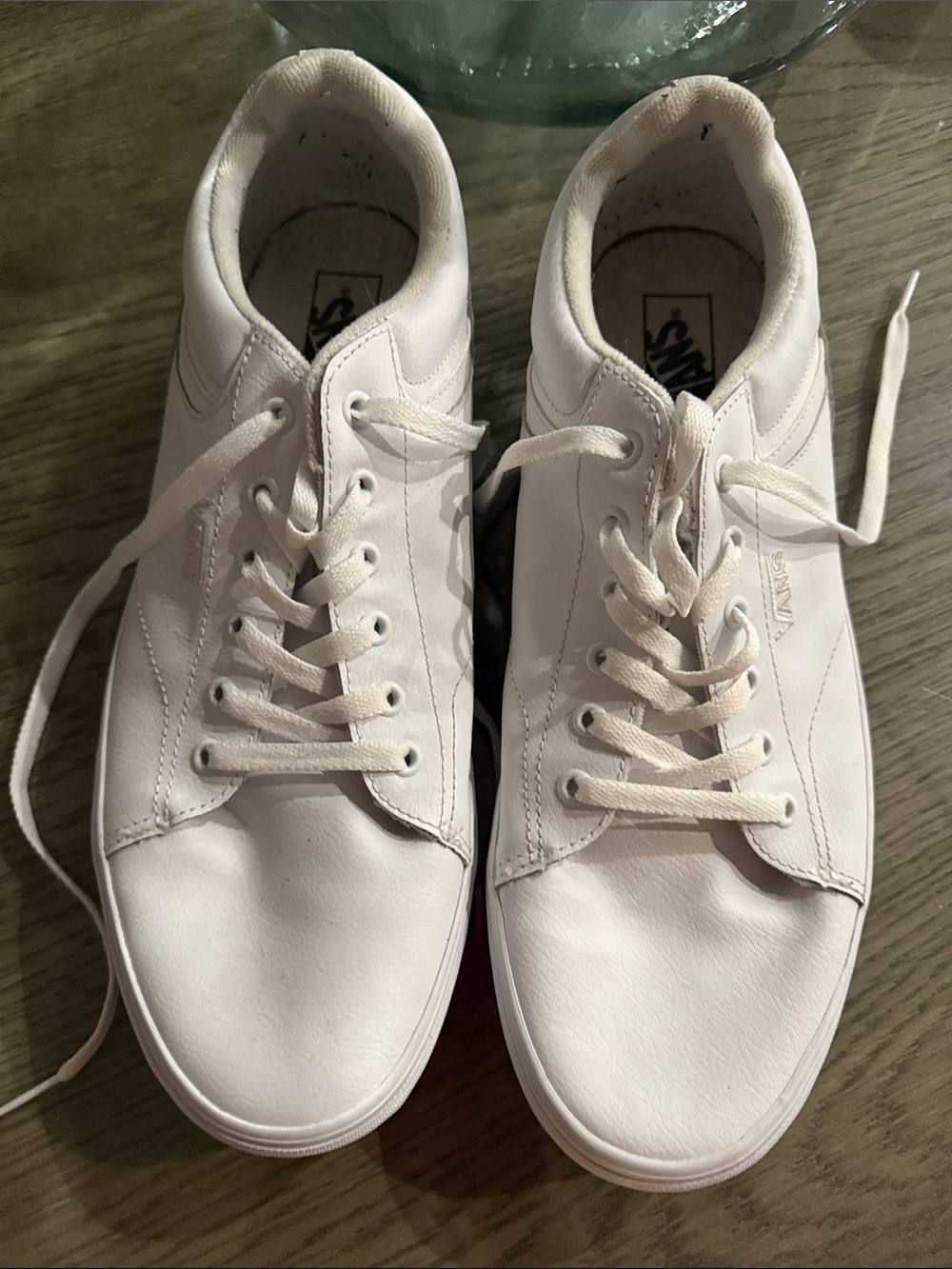 VANS® SELDAN WHITE LEATHER SHOES FOR MEN 13
